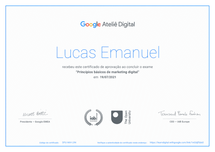 Certificado Marketing - Google