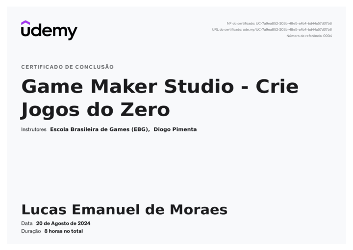 Certificado Udemy Game Maker