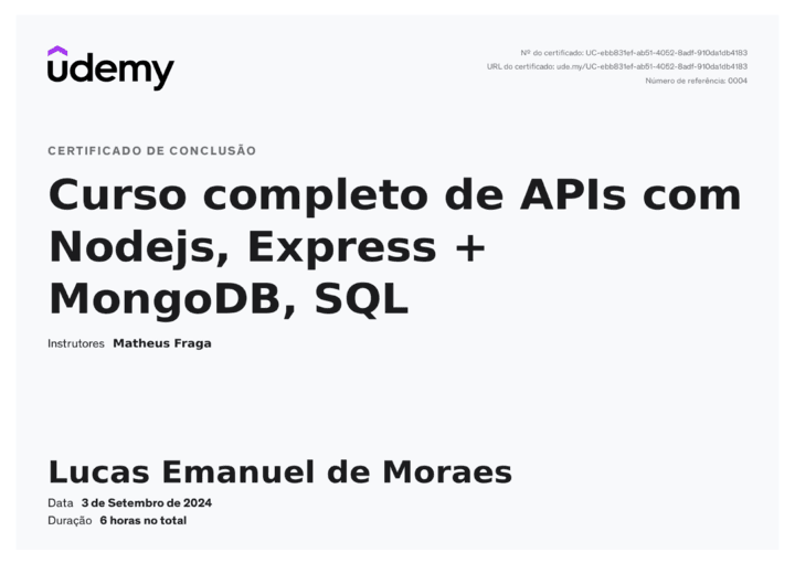 Certificado Udemy Node Express API
