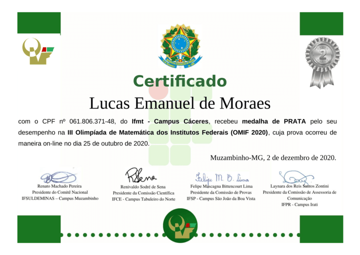 Certificado OMIF 2020