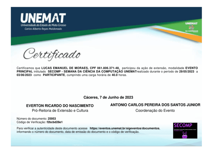 Certificado Secomp